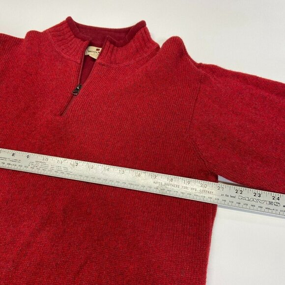 Woolrich Pullover Sweater Men's Medium Red Wool 1/4 Zip Mock Neck Long Sleeve‎ - Picture 4 of 8